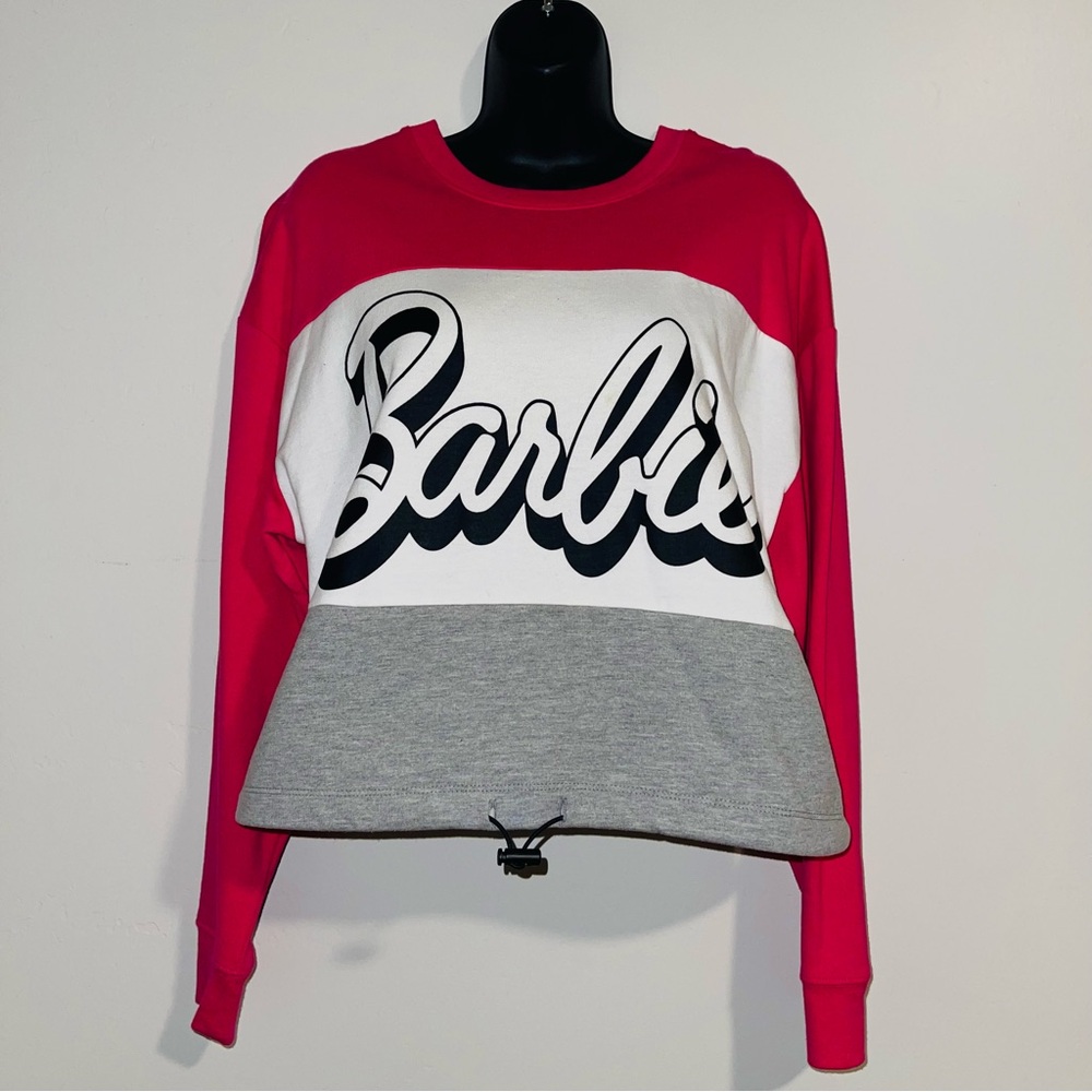 Barbie Women's Pink and Gray Sweatshirt